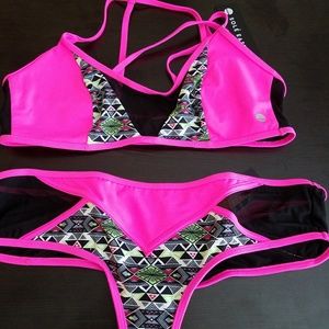 Sale! Sole East Two 2 Piece Swim Suit Top Bottom L